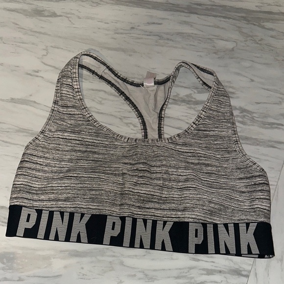 PINK Victoria's Secret Dual Sports Bra Set - Peach and Heather Gray - Picture 5 of 5